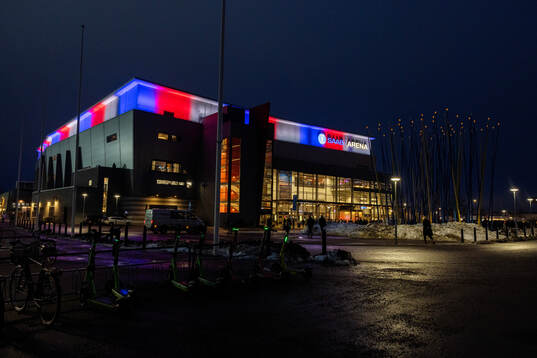 Exteriör vy av Saab Arena