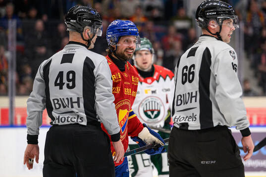 Djurgårdens Jacob Josefson reagerar mot ett domslut