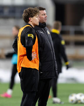 Häckens Gustav Lindgren och tränare Jens Gustafsson