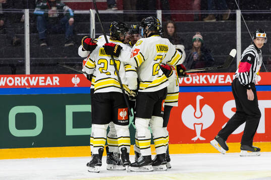 Johannes Kinnvall of Brynäs celebrates
