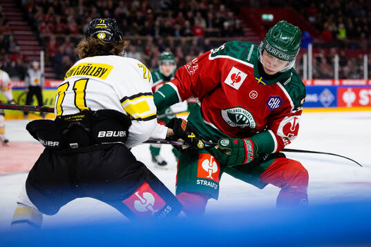 Axel Jonsson-Fjällby of Brynäs and Isac Heens of Frölunda