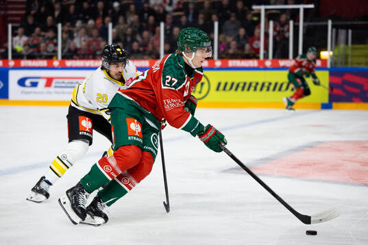Tyler Vesel of Brynäs and Theodor Niederbach of Frölunda