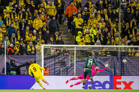 Kasper Høgh of Bodø/Glimt scores the 2-0 goal behind