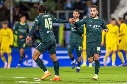 Rayan Cherki of Manchester City celebrates