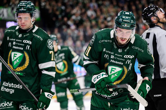 Färjestads Viktor Lodin och Joakim Nygård deppar