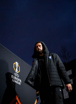Pontus Jansson of Malmö FF arrives at the stadium