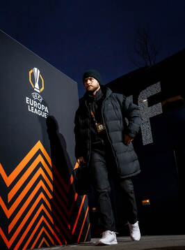 Gabriel Busanello of Malmö FF arrives at the stadium