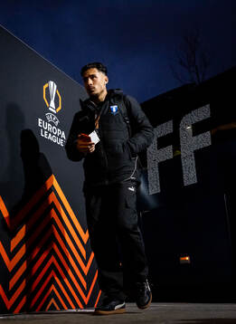 Adrian Skogmar of Malmö FF arrives at the stadium