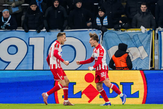 Vladimir Lucic and Vasilije Kostov of Crvena Zvezda