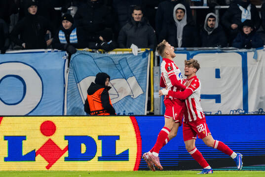 Vladimir Lucic and Vasilije Kostov of Crvena Zvezda