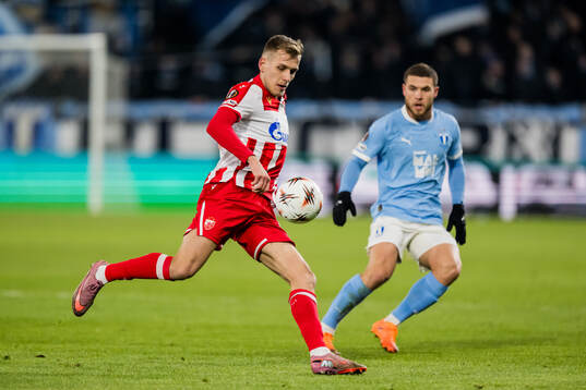 Vladimir Lucic of Crvena Zvezda and Gabriel Busanello of