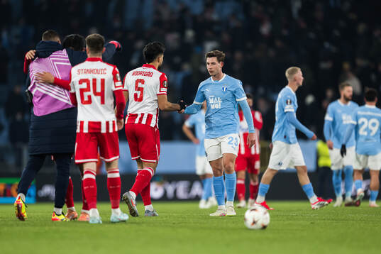 Lasse Berg Johnsen of Malmö FF looks dejected