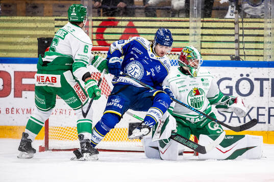 Leksands Nolan Stevens och Rögles målvakt Christoffer