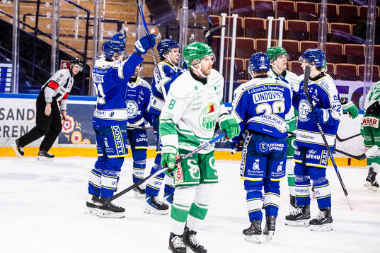 Leksands spelarna jublar