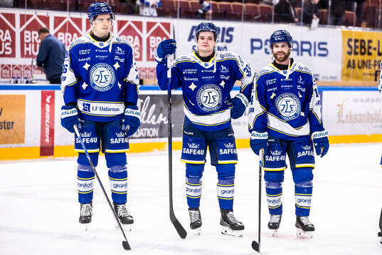 Leksands Stefan Milosevic och Olle Strandell och Oskar Lang