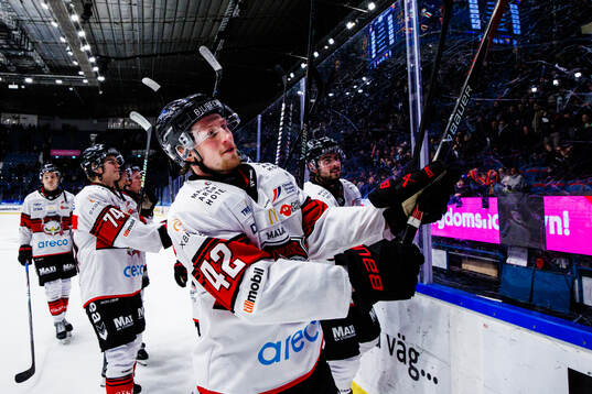 Malmö Redhawks Robin Salo jublar med lagkamrater
