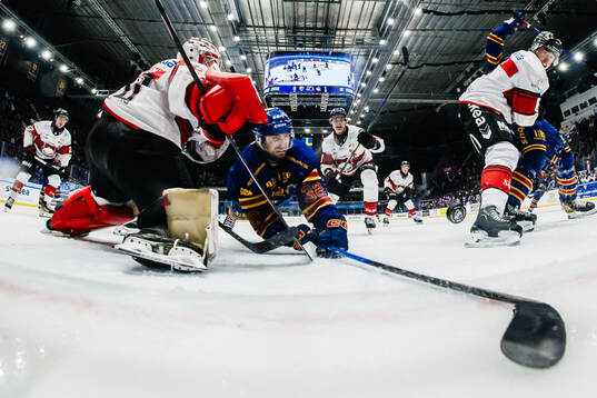 Malmö Redhawks målvakt Oskar Blomgren och Djurgårdens