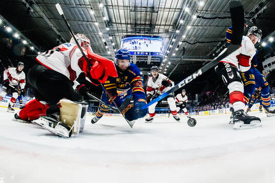 Malmö Redhawks målvakt Oskar Blomgren och Djurgårdens