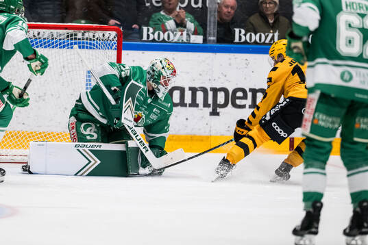 Rögles målvakt Arvid Holm och Skellefteås Andreas Johnson