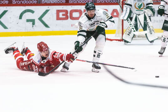 Timrås Sebastian Hartmann och Färjestads Magnus Nygren