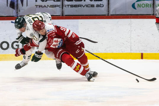 Färjestads Gabriel Carlsson och Timrås Anton Lundmark
