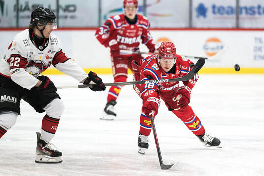 Malmö Redhawks Janne Kuokkanen och Timrås Eddie Genborg