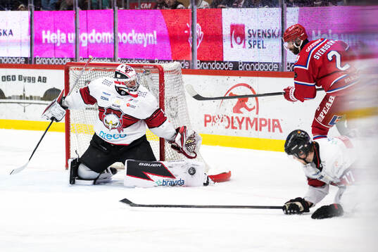 Malmö Redhawks målvakt Marek Langhamer och Timrås Per