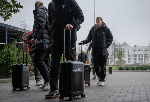 Oscar Lewicki of Malmö FF arrives at the hotel