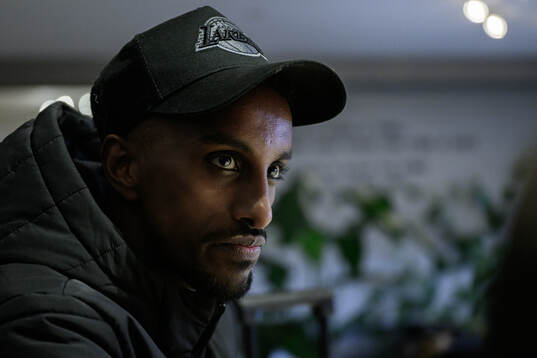 Taha Ali of Malmö FF is interviewed at the hotel