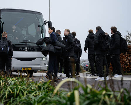 Players of Malmö FF arrive at the hotel