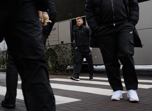 Anders Christiansen of Malmö FF arrives at the hotel