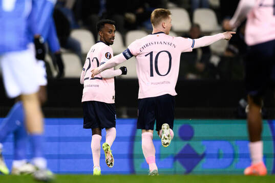 Taha Ali and Anders Christiansen of Malmö FF celebrate