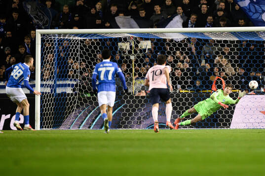Daan Heymans of KRC Genk scores the 1-1 goal behind