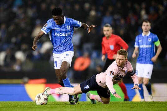 Ibrahima Sory Bangoura of KRC Genk and Anders Christiansen