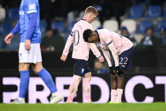 Taha Ali of Malmö FF looks dejected