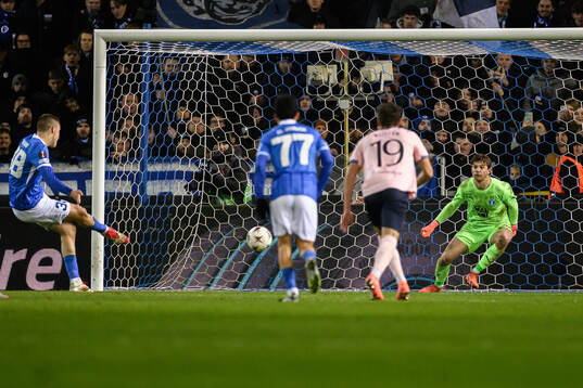 Daan Heymans of KRC Genk scores the 1-1 goal behind