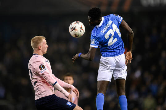 Daniel Gudjohnsen of Malmö FF and Ibrahima Sory Bangoura