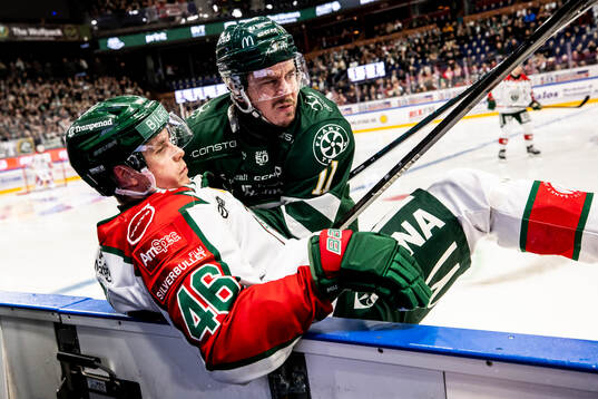 Frölundas Dominik Egli och Färjestads Joakim Nygård