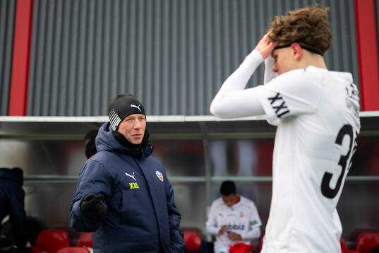 Helsingborgs Lucas Landgren Persson och manager Stevie