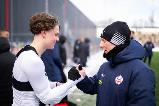 Helsingborgs Lucas Landgren Persson och manager Stevie