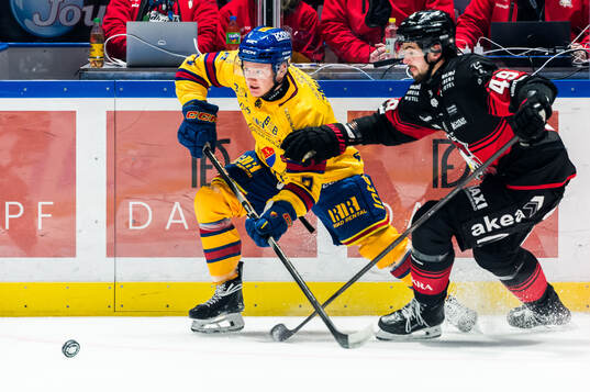 Djurgårdens Joseph Snively och Malmö Redhawks Lauri