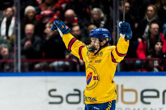 Djurgårdens Viggo Björck jublar