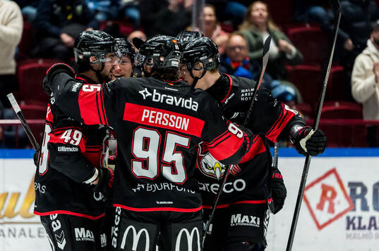 Malmö Redhawks spelare jublar