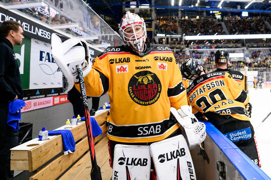 Luleås målvakt Matteus Ward  deppar
