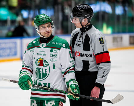 Rögles Leon Bristedt och Domare Christoffer Holm