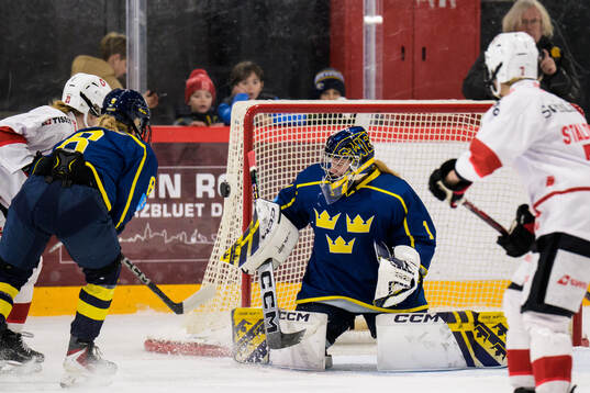 Goaltender Ebba Svensson Träff of Sweden in a women's