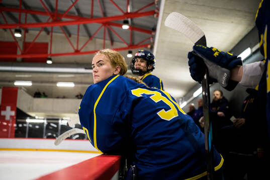 Goaltender Emma Söderberg of Sweden in a women's