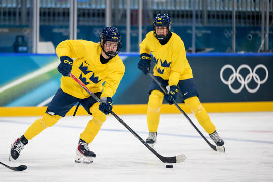 Hilda Svensson of Sweden at a ice hockey practice session