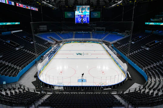 Interior of the Milano Santagiulia Ice Hockey Arena