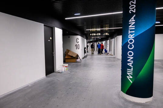 Construction workers are working to complete the Milano